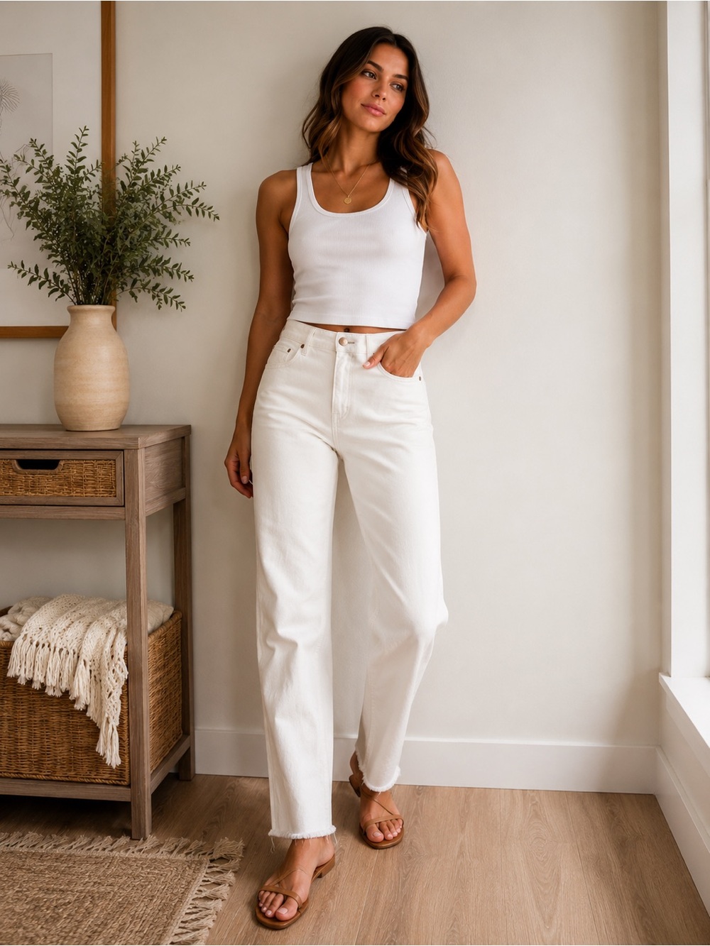 Sanctuary Denim Good Vibes White Jeans Womens 32 High Rise Straight Raw Hem